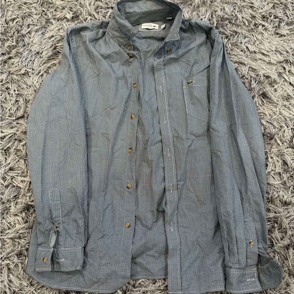 Lacoste Checkered Dress Shirt. Mens Medium